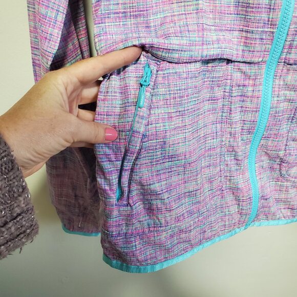 IVIVVA LULULEMON Full Zip Lightweight Jacket Windbreaker Packable Plaid Girls 14 - Picture 5 of 16